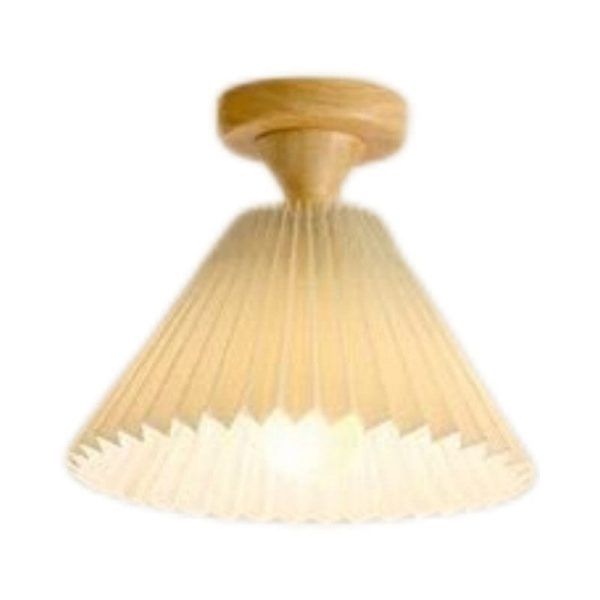 Japanese Simple Log Pleated Umbrella Cone 1-Light Semi-Flush Mount Ceiling Light - Image 8