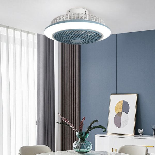 Modern Minimalist Round Cage Iron Acrylic LED Flush Mount Ceiling Fan Light - Image 5