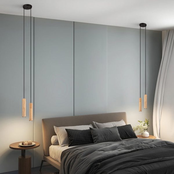 Modern Minimalist Wood Cylinder LED Pendant Light - Image 8