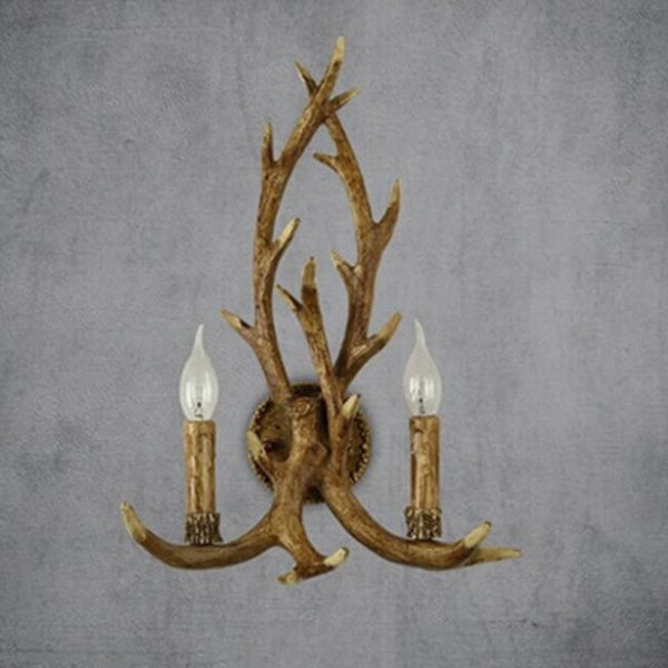 Industrial Resin Retro Antler 2-Light Creative Wall Sconce Lamp - Image 10
