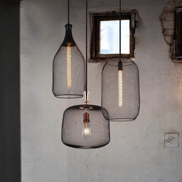 Industrial Creative Cylindrical Iron Mesh 1-Light Pendant Light - Image 2