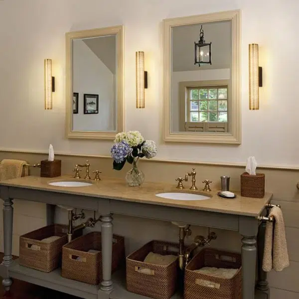 Modern Luxury Vanity  Grid Column Hardware Acrylic LED Wall Sconce Lamp - Image 8