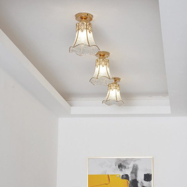 European Light Luxury Glass Gold 1-Light Semi-Flush Mount Ceiling Light - Image 18