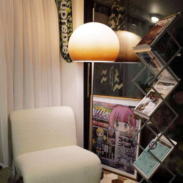 Contemporary Retro Mushroom Hardware Glass 2-Light Standing Floor Lamp For Living Room - Image 8