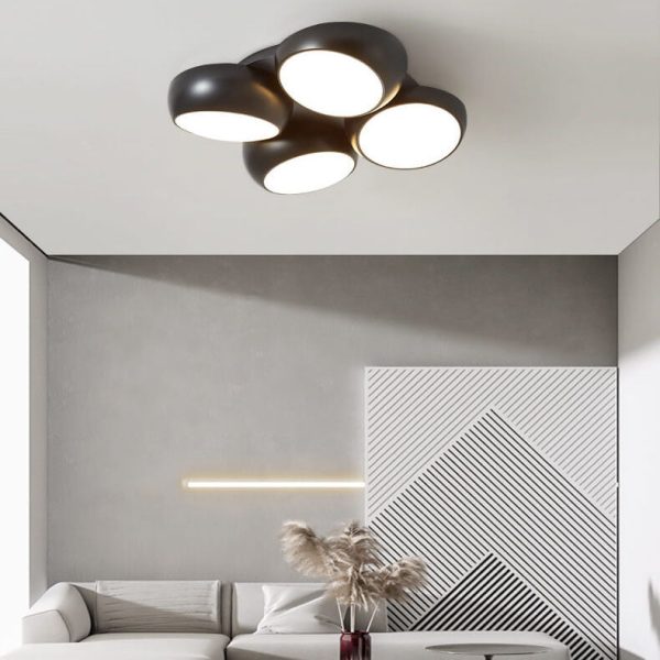 Scandinavian Modern Minimalist Iron Plastic Round LED Semi-Flush Mount Ceiling Light - Image 16