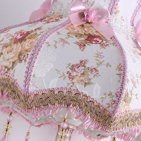 Traditional European Rose Vase Base Resin Fabric 1-Light Table Lamp For Bedroom - Image 4