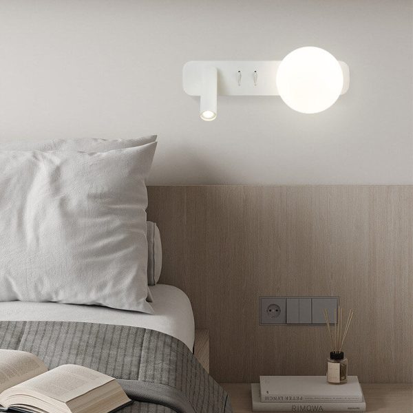Modern Minimalist Glass Sphere LED Spotlight Reading Wall Sconce Lamp - Image 2