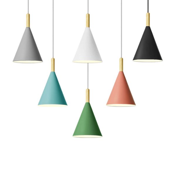 Nordic Minimalist Macaron Cone Wood 1-Light Pendant Light - Image 2