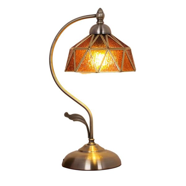 European Tiffany Amber Lucite Glass 1-Light Table Lamp - Image 4