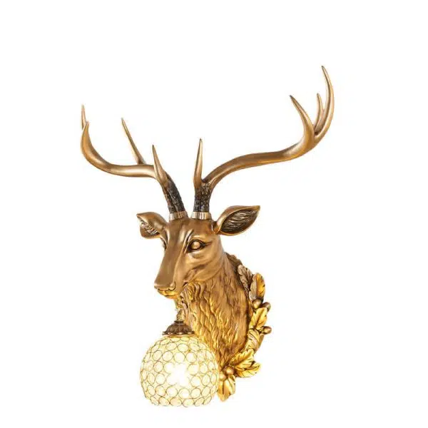 European Retro Deer Head Resin 1-Light Wall Sconce Lamp - Image 10