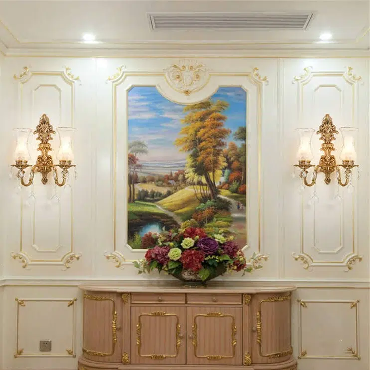 06-9f746c8d-6a76-4b54-a505-cf2aa8f2c270.jpg Vintage French Crystal Candelabra Brass 1/2 Light Wall Sconce Lamp - Image 1