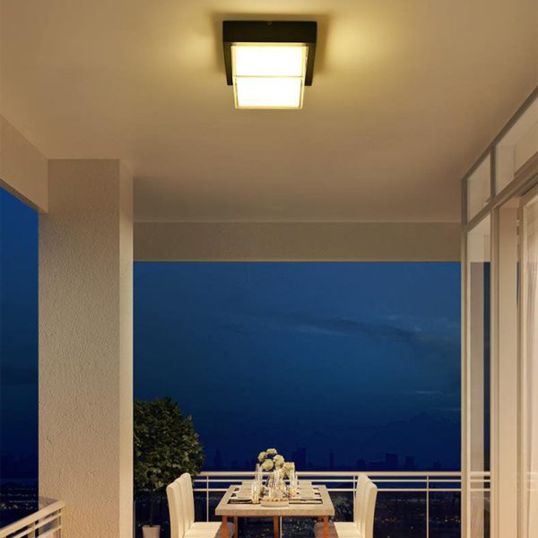 Modern Minimalist Die-Cast Aluminum Square Round Outdoor LED Flush Mount Ceiling Light - Image 14
