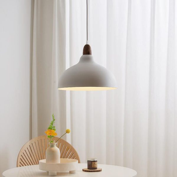 Japanese Simple Solid Wood Dome Round Hardware 1-Light Pendant Light - Image 2