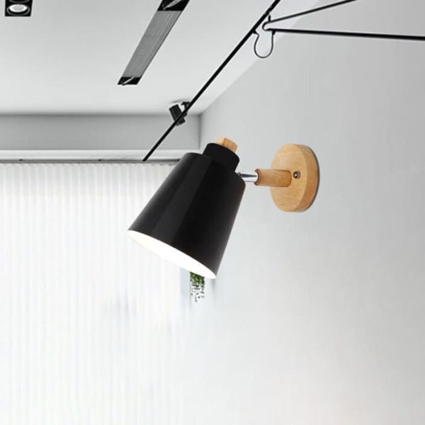 Minimalist Macaron Barrel Shade Wooden Chassis Plug 1-Light Wall Sconce Lamp - Image 6