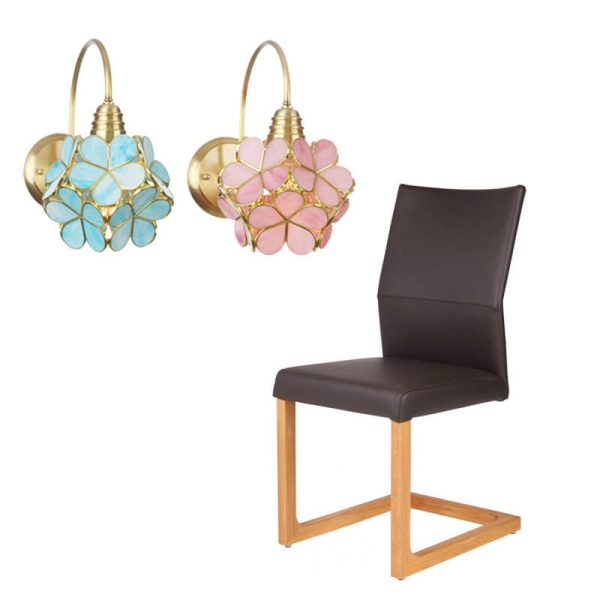 European Tiffany Vintage Brass Glass 1-Light Wall Sconce Lamp - Image 20