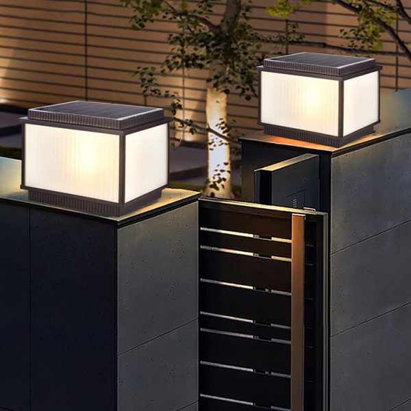 Modern Minimalist Solar Rectangle Aluminum Glass 1-Light Post Head Light  For Outdoor Patio - Image 15