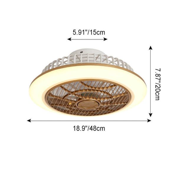 Modern Minimalist Round Cage Iron Acrylic LED Flush Mount Ceiling Fan Light - Image 8