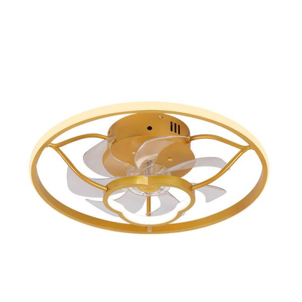 Gold Light Luxury Line Pattern Acrylic LED Flush Mount Ceiling Fan Light - Image 3