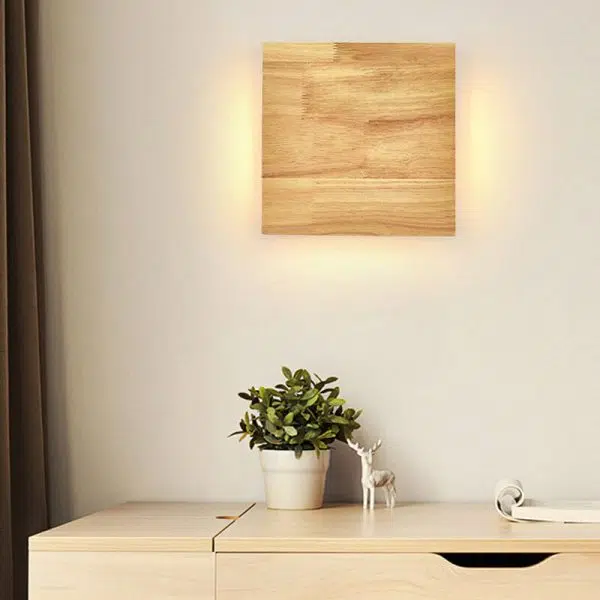 Japanese Wabi-sabi Log Wood Rectangular LED Wall Sconce Lamp - Image 2