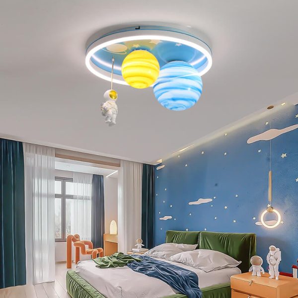 Astronaut Planet Round Kids Flush Mount Ceiling Light - Image 14