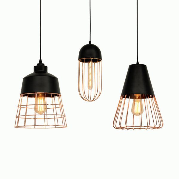 Nordic Creative Iron Cage Geometry 1-Light Pendant Light - Image 4