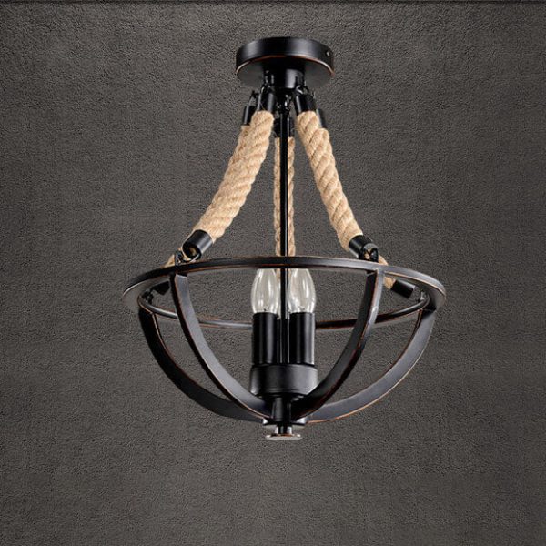 Vintage Industrial Iron Twine 3-Light Island Light Chandelier - Image 16