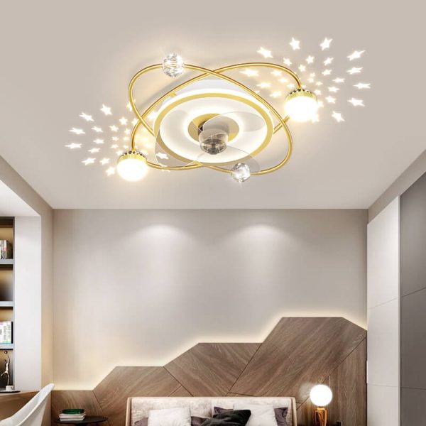 Modern Light Luxury Ring Star Effect LED Invisible Flush Mount Ceiling Fan Light - Image 12