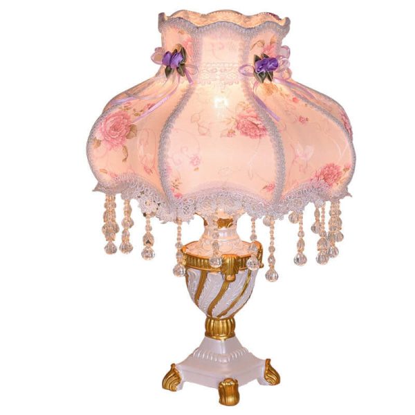 European Luxury  Fabric Lace Resin 1-Light Table Lamp - Image 15