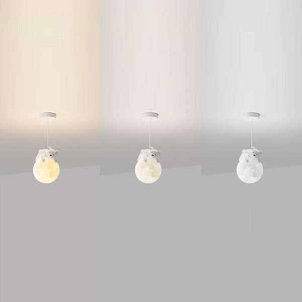 Contemporary Creative Resin Animal Rabbit Moon 1-Light Kids Pendant Light For Living Room - Image 11