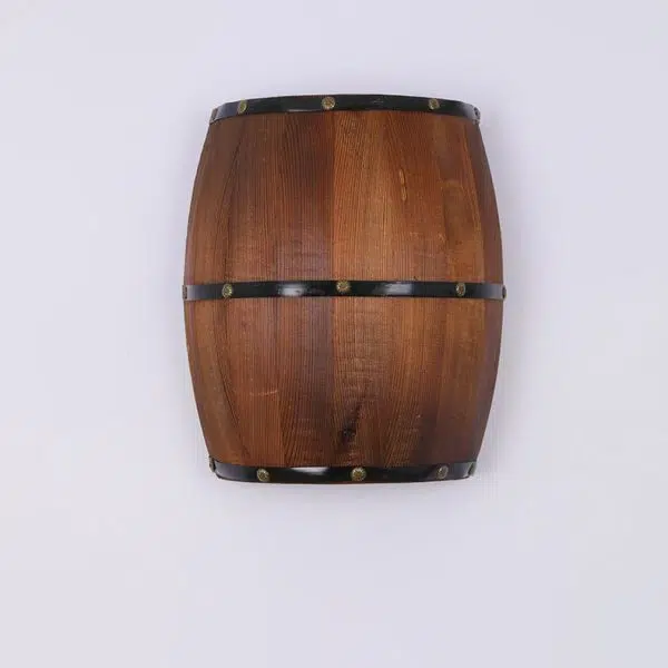 Industrial Vintage Half Barrel Wood 2-Light Wall Sconce Lamp - Image 3