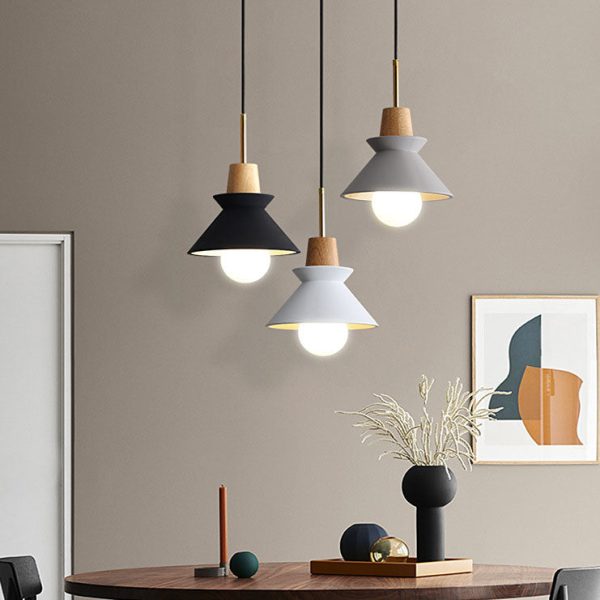 Nordic Minimalist Macaron Wood Cement  1-Light Pendant Light - Image 5