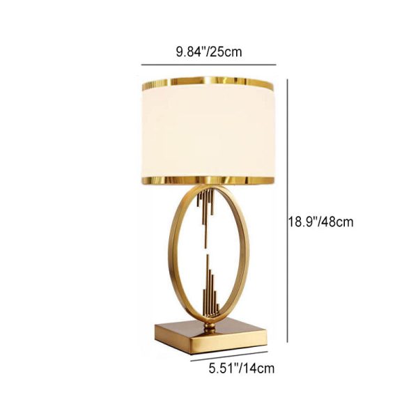 Modern Mid-Century Square Round Metal Fabric 1-Light Table Lamp For Bedroom - Image 5