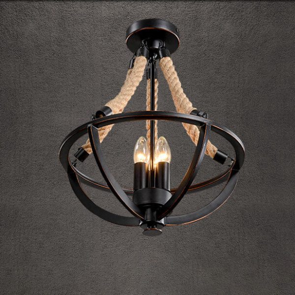 Vintage Industrial Iron Twine 3-Light Island Light Chandelier - Image 13