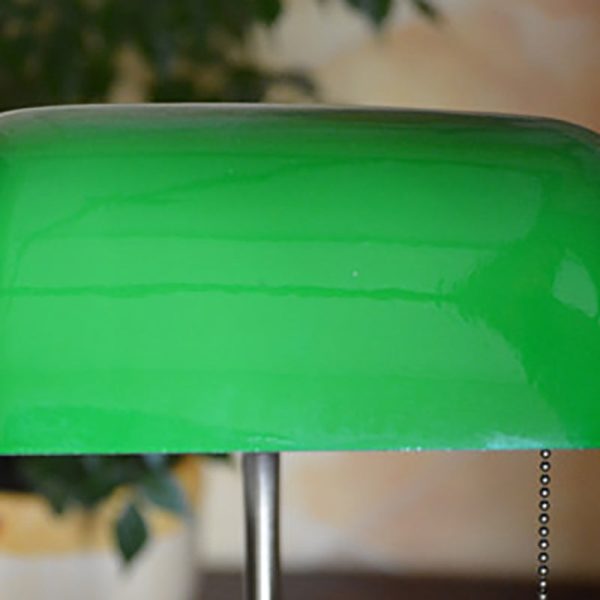 Traditional Vintage Square Green Shade Glass Solid Wood Iron 1-Light Table Lamp For Living Room - Image 5