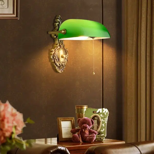 Retro Copper Green Glass Shade 1-Light Wall Sconce Lamp - Image 9