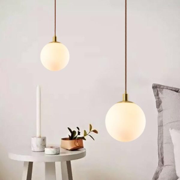Nordic Minimalist Milky White Glass Ball 1-Light Pendant Light - Image 15