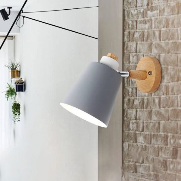 Minimalist Macaron Barrel Shade Wooden Chassis Plug 1-Light Wall Sconce Lamp - Image 7