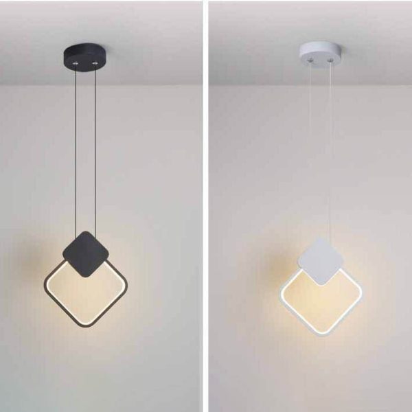 Modern Minimalist Iron Silicone Geometric Round Frame LED Pendant Light for Bedroom - Image 3