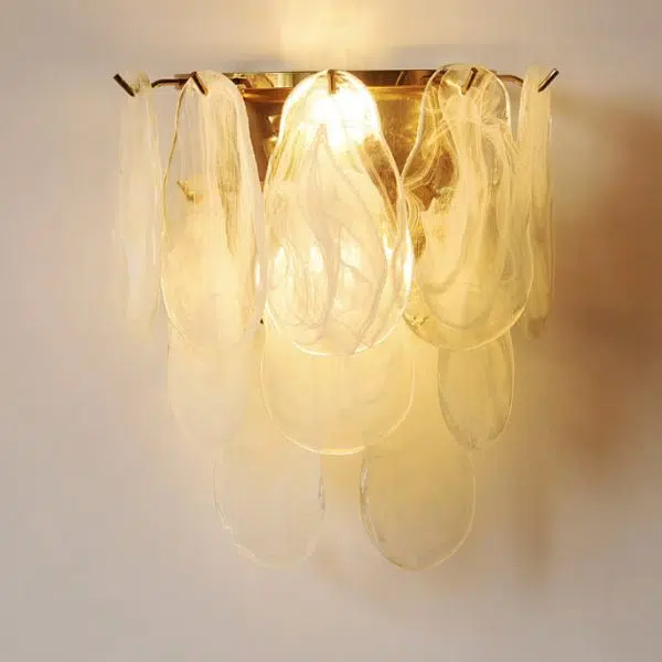 French Light Luxury Glass Shell Pearl 2-Light Wall Sconce Lamp - Image 3