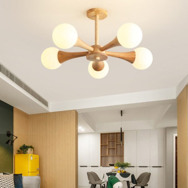 Japanese Log Fork 3/4/5-Light Semi-Flush Mount Light - Image 15