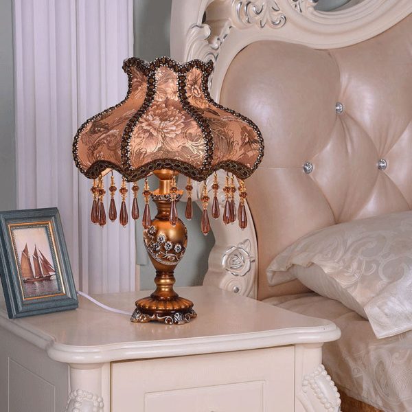European Luxury  Fabric Lace Resin 1-Light Table Lamp - Image 29