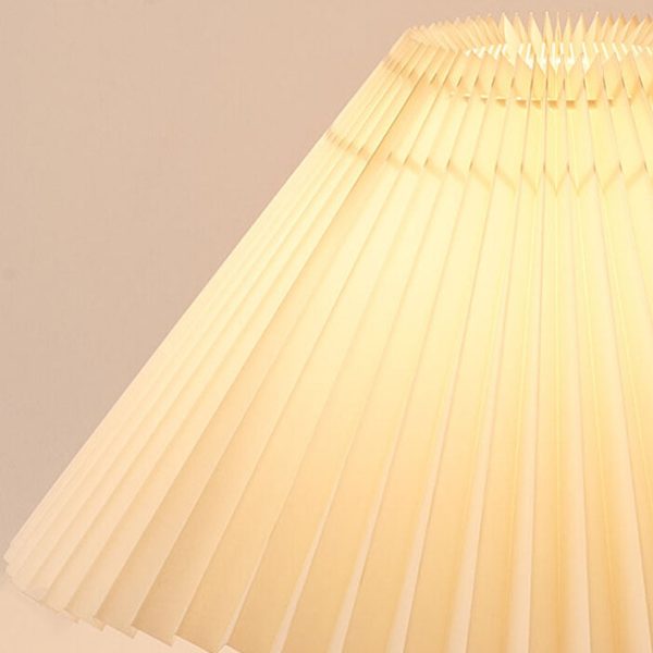 Japanese Minimalist Vintage Pleated Wooden Fabric LED Table Lamp - Image 2