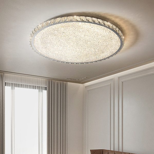Modern Luxury Stainless Steel Crystal Round Square Rectangular LED Flush Mount Ceiling Light For Living Room - Image 3