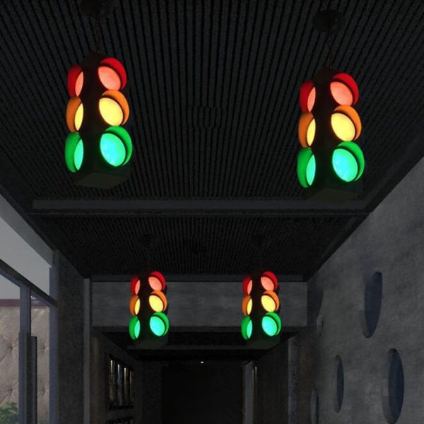 Retro Industrial Traffic Light Iron Glass LED Pendant Light - Image 3