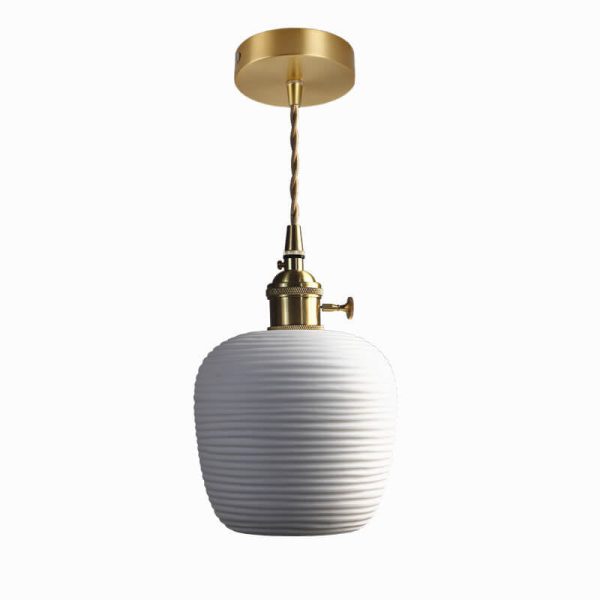 Nordic Japanese Ceramic Brass Oval 1-Light Pendant Light - Image 10