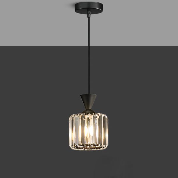 Contemporary Luxury Radiant Prismatic Clear Crystal Shade 1-Light Pendant Light For Living Room - Image 15