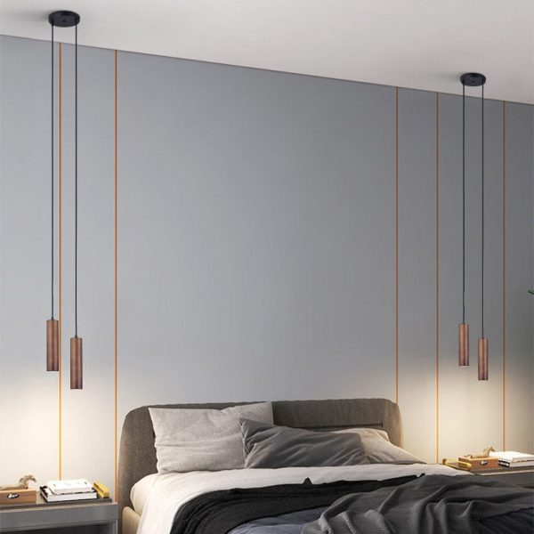 Modern Minimalist Wood Cylinder LED Pendant Light - Image 2