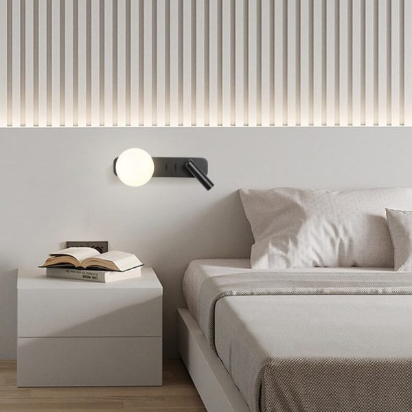 Modern Minimalist Glass Sphere LED Spotlight Reading Wall Sconce Lamp - Image 13