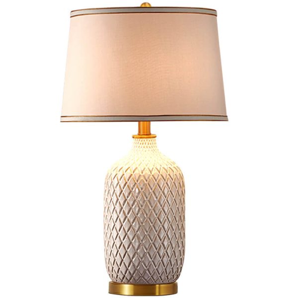 European Vintage Striped Ceramic Base Fabric 1-Light Table Lamp - Image 4
