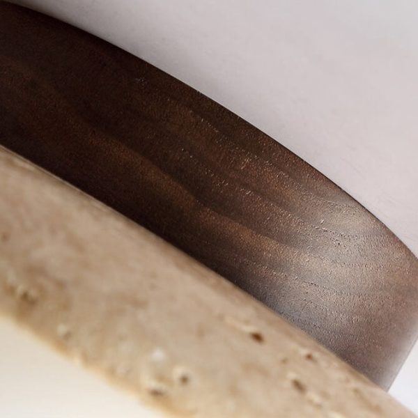 Japanese Minimalist Round Yellow Travertine Shade 1-Light Semi-Flush Mount Ceiling Light - Image 10